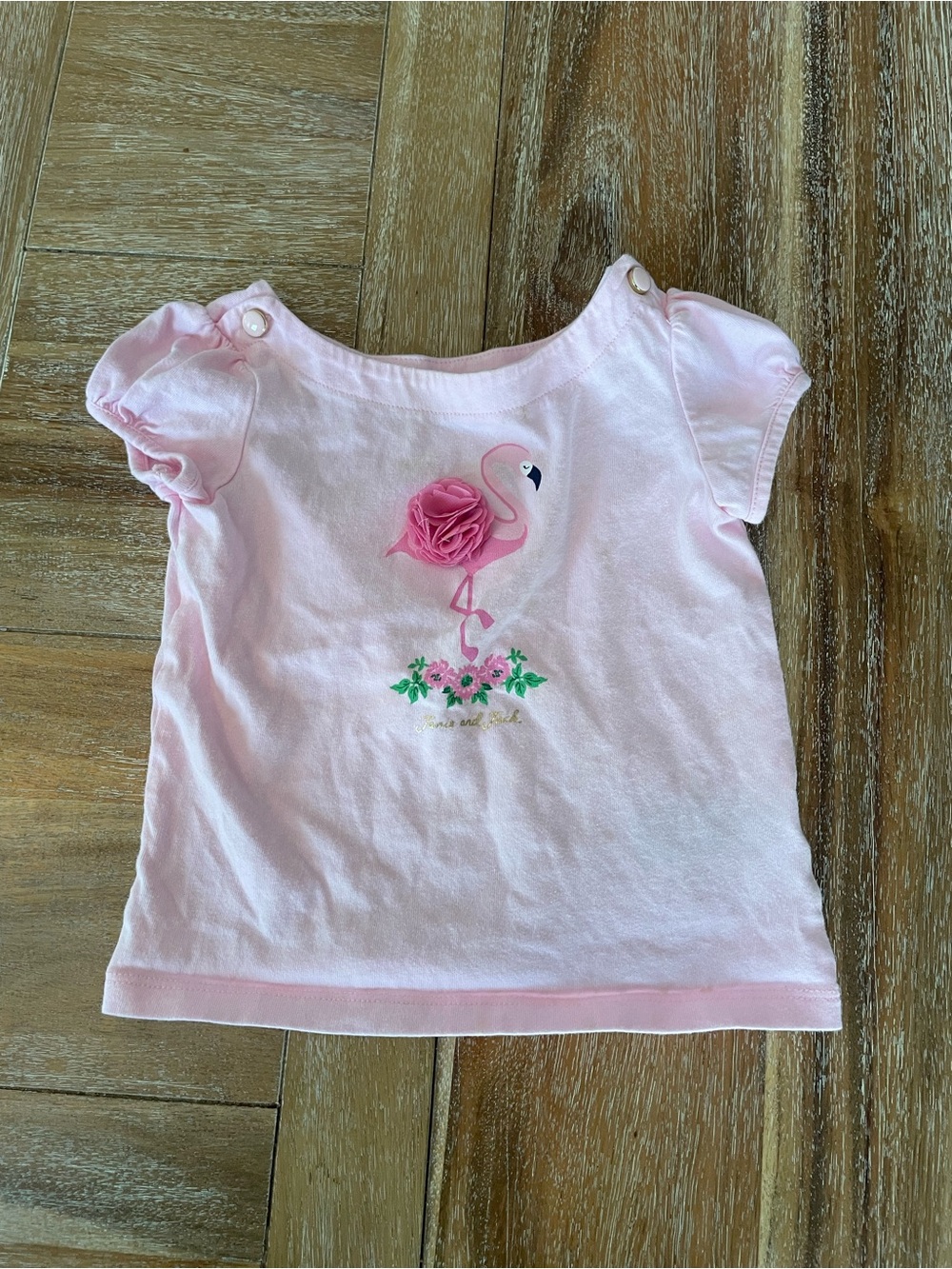 Janie and Jack Light Pink Flamingo Tee with 3D Flower